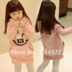 Best Selling!!2012 Children pink hoodies girls long jacket sweater+free shipping