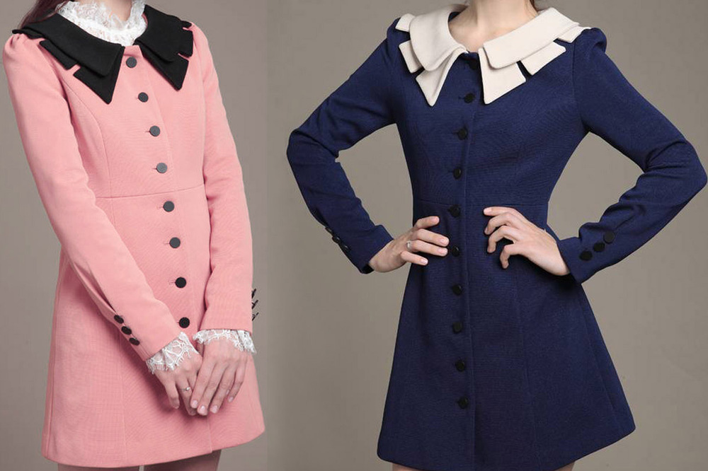 Best-Selling !! 2012 New Vintage Retro Autumn Women's Dress Trench Coat Outerwear Slim Dark blue/Pink ,Free Shipping Wholesale