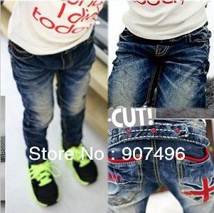 Best Selling!!2013 New Children's Wear Pants Printing Jeans Trousers Baby Casual Jeans+Free Shipping