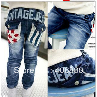 Best selling!!2013 new fashion Children's casual jeans baby pants Korean new Long jeans trousers +Free shipping