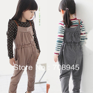 Best selling!!2013 spring autumn Fashion children's pants girl overalls two colors kids sling pants free shipping