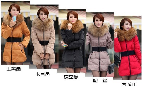 Best Selling!! autumn and winter large luxury fur collar down coat female slim medium-long