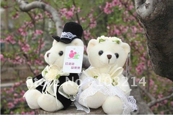 Best selling Car Bouquet for Couple wedding flowers wedding Teddy Bear Bridal bouquet 20pairs/lots