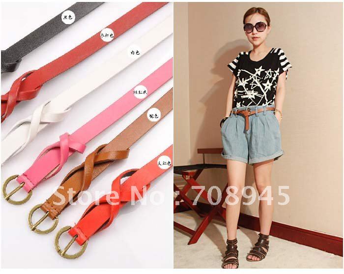 Best Selling!! Cross Buckle Waistband PU Leather Thin Belt+Free shipping