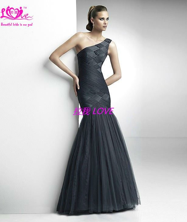 best selling!!! elegant mermaid one shoulder  long dress evening gowns 2012 size 2-4-6-8-10-12-14-16