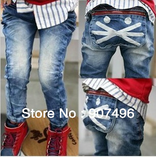 Best Selling!!Fashion Baby Pants the PP Cat Printing Jeans Trousers Baby Zipper Casual Jeans+Free Shipping