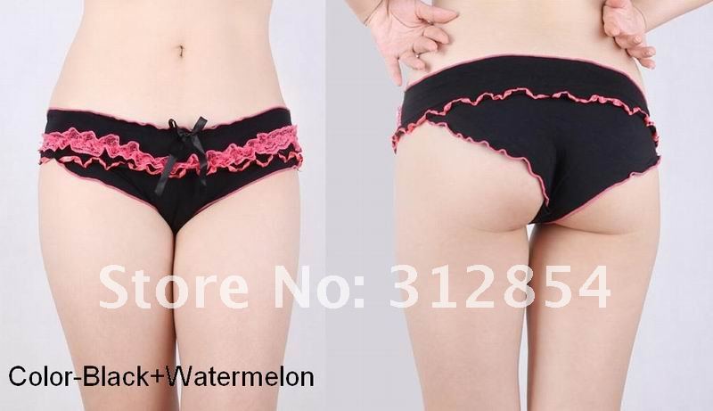 Best Selling Floral Soft Women Cotton Panties Black Purple Color Illusion Sexy Transparent Stretch Seamless Ladies Brief 6pcs