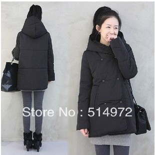 Best selling!!medium-long thickening women coat double breasted ladies wadded jacket female black outerwear free shipping