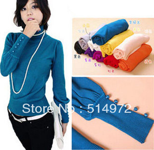 Best selling!!new fashion turtleneck women cardigan sleeve with button cardigan lady knitted femal's pullovers free shipping