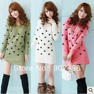 Best Selling !!New Women  V-NECK  Long Pullover lady lovely Sweater Dress Autumn outwear+Free Shipping