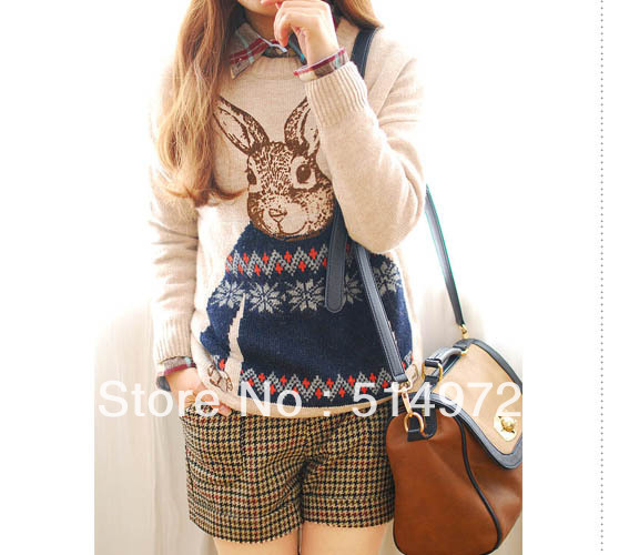 Best selling!!the rabbit Sir College wind British wind brocade women knitted ladies sweater female clothes Free shipping