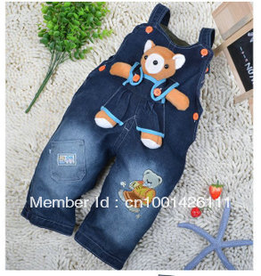 Best Selling!!Top popular Baby Bear Jeans Baby trousers children bib pants Overalls +free shipping