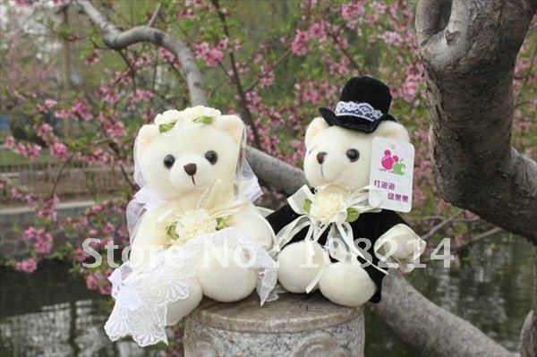 Best selling wedding Bouquet with PPcotton Couple wedding flowers wedding Teddy Bear Bridal bouquet 20pcs/lots