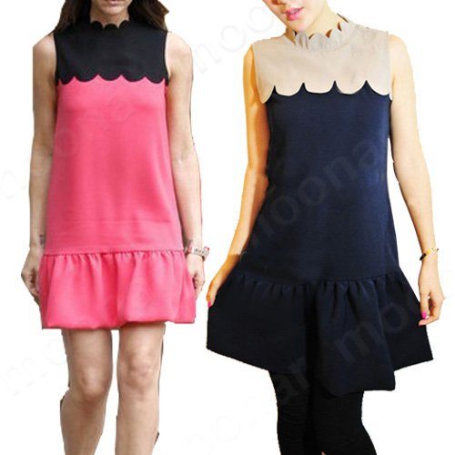 bew arrival spring clothing Europe&America fashion color matching sleeveless mini dress summer dress 2012 E0825