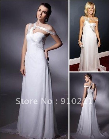 Bewitching Looking A-line One Shoulder Floor-length Sleeveless Chiffon/ Elastic Satin Grammy Dress