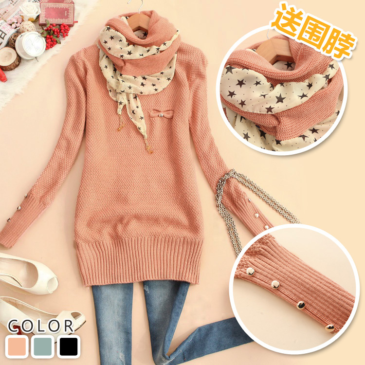 Bfs-v563 winter slim knitted basic shirt female women's medium-long sweater k-05