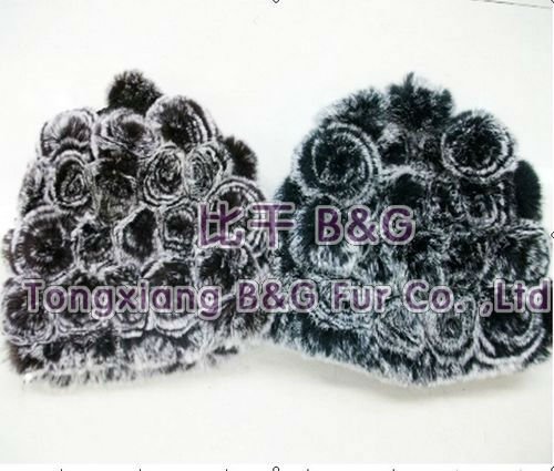 BG5452 Hot Sale 2 Colors Genuine Rabbit fur knitted hat Beanie With Flowers Winter Ladies Cute Cap OEM Wholesale/Free shipping