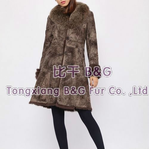 BG5770 2 Colors Genuine Rabbit Fur Clothes Women with Fox Fur Collar Female Warmer Long Garment Plus Size OEM Wholesale/Retail