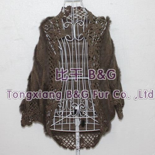 BG6361 Newest 2012 Cheapest Genuine Knitted Rabbit Fur Jacket With Wool Autumn Sexy Casual Clothes OEM Wholesale/Free shipping