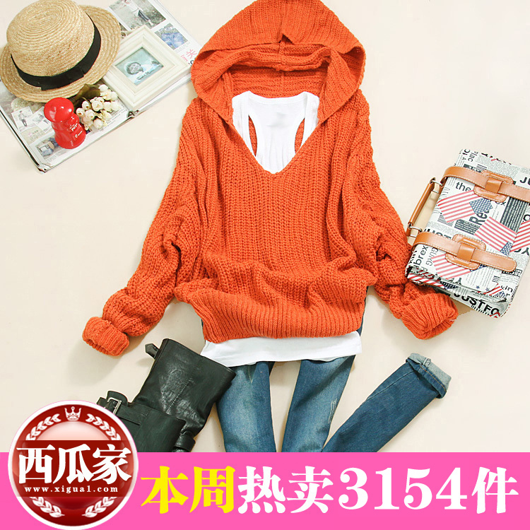 Bhw-t580 2012 autumn women's candy color hooded batwing sleeve pullover sweater h-20