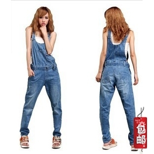 Bib pants female 2013 bib pants female loose high waist jeans 691