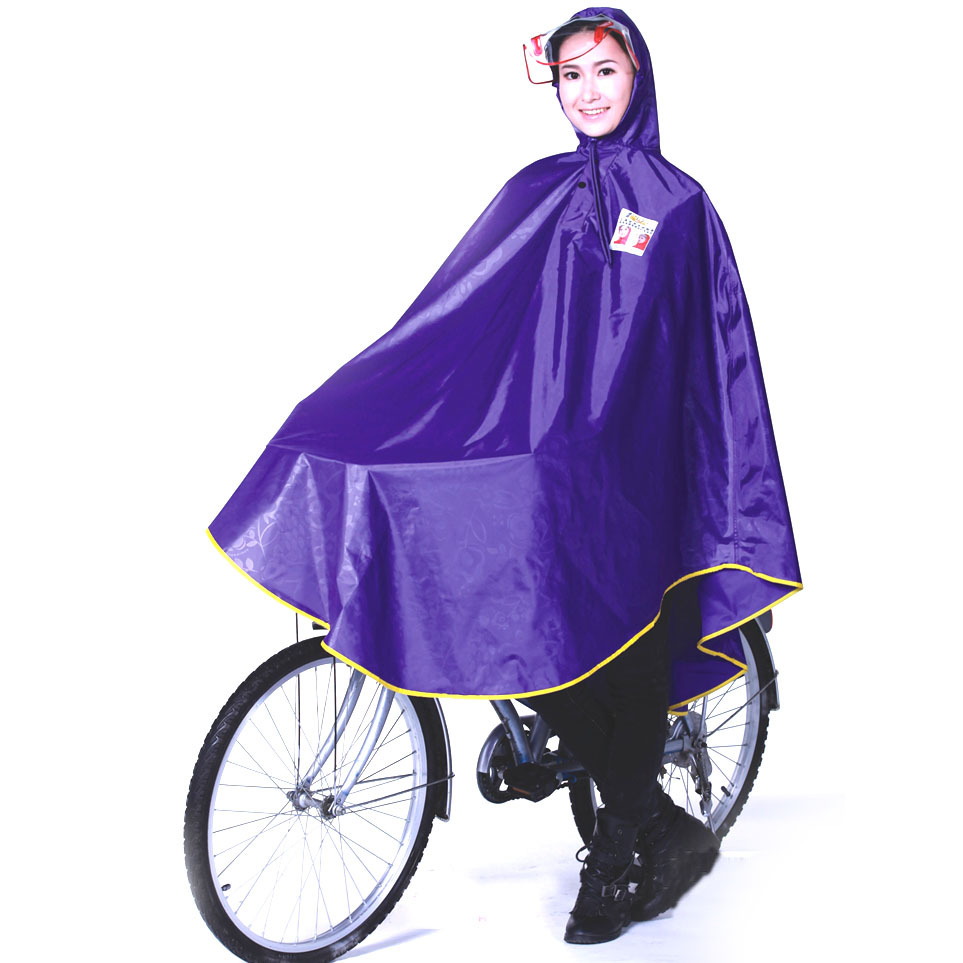 Bicycle raincoat bicycle poncho long hat brim thickening fabric