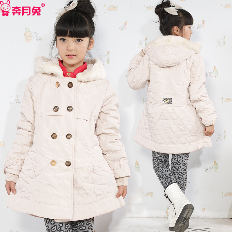 Big boy children's clothing child thickening long design girls child wadded jacket outerwear winter 145