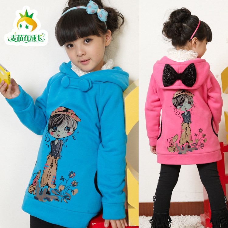 Big children's clothing female child autumn and winter 2012 child baby outerwear ploughboys long design baby cardigan sweatshirt