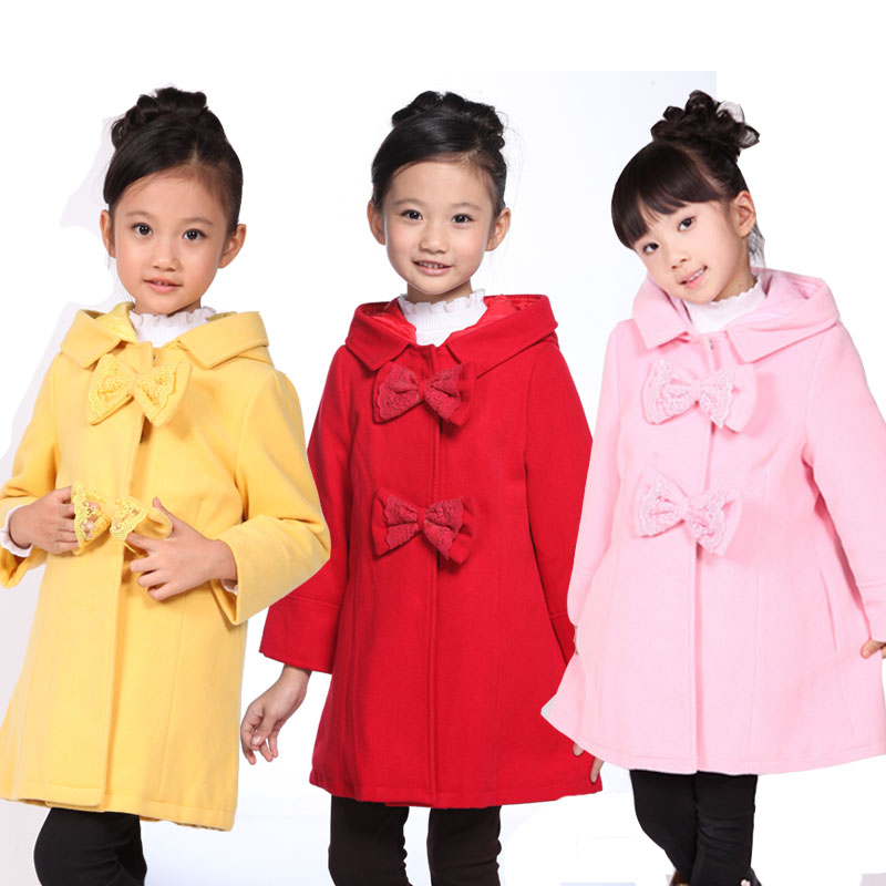 Big children's clothing female winter child 2012 cotton-padded thickening wool woolen overcoat outerwear child trench