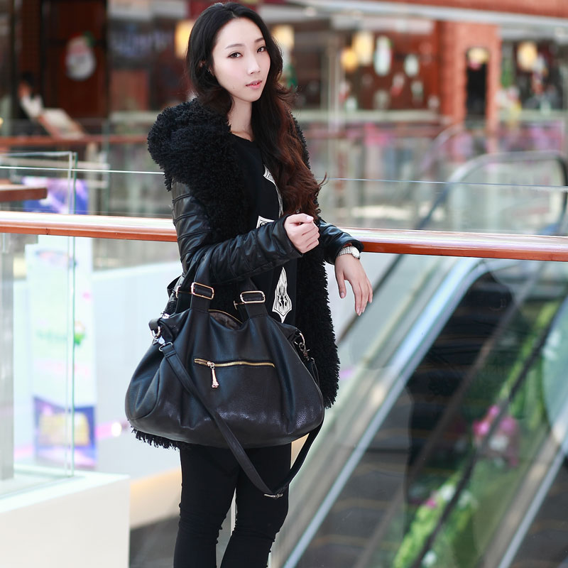 Big collar slim leather maomao clothing large lapel outerwear