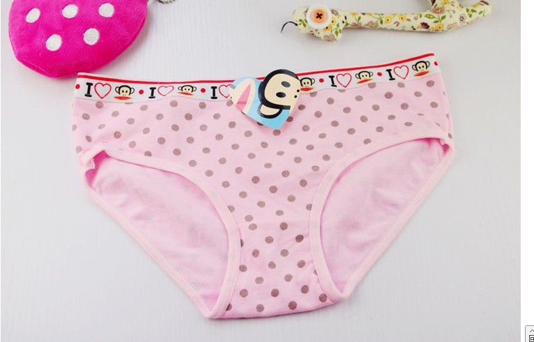 Big mouth dot cartoon lady's low waist candy color cute cartoon underwear briefs 10 colors  Free shipping