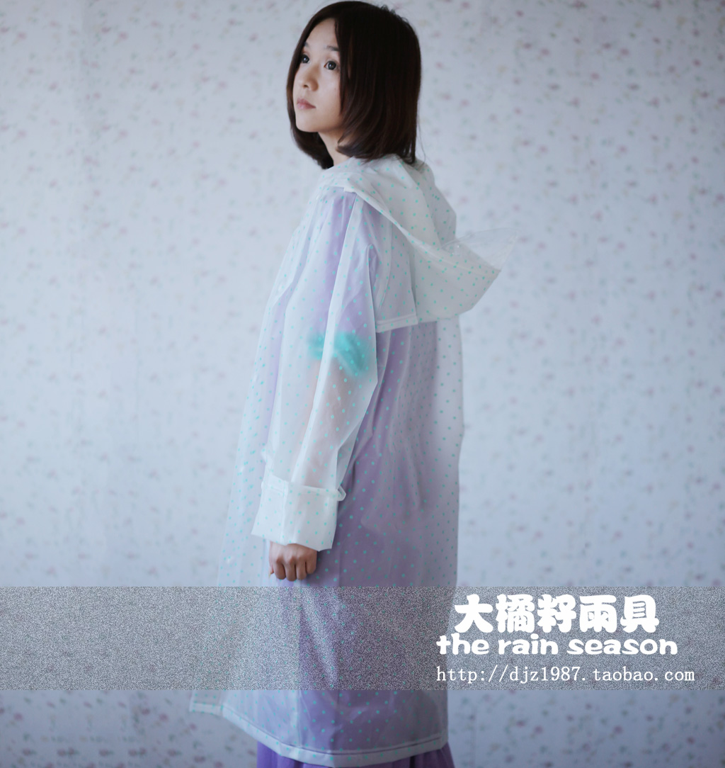 Big orange seed rain gear fashion adult raincoat polka dot eco-friendly eva material dot network-well