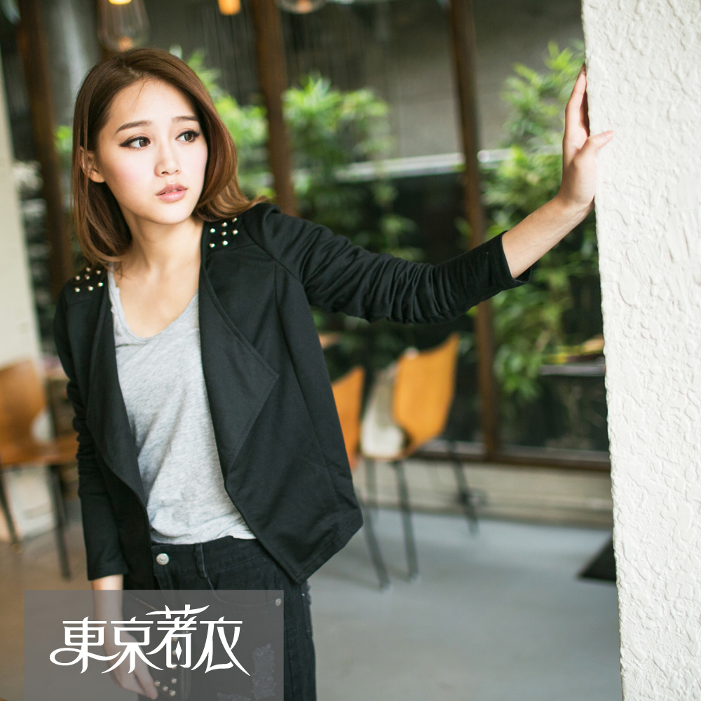 Big outerwear rivet short design cardigan 2035883