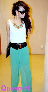 big promotion Fashion Women Sleeveless Jumpsuit Scoop 2 Colors blue, green free shipping