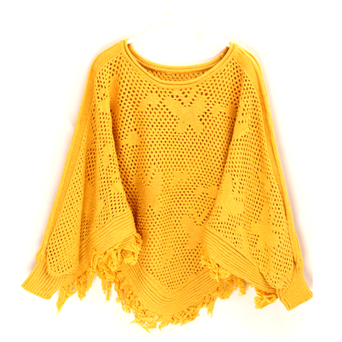 Big sale!!! Women's V-neck batwing type tassel cloak outerwear knitting cutout cloak sweater winter warm shrug free shipping