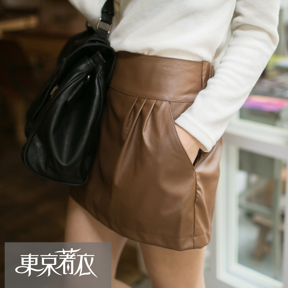 Big sanded car leather elastic mini skirt 2035346