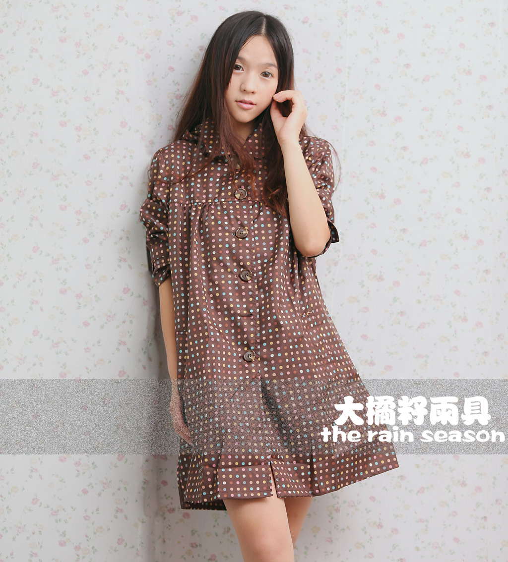 big seed rain gear colorful fashion circle dot raincoat trench dry 1002 coffee