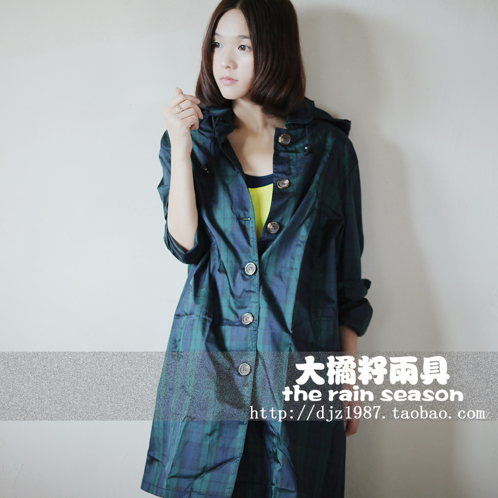 big seed rain gear fashion raincoat poncho classic green plaid hat the disassemblability 1009