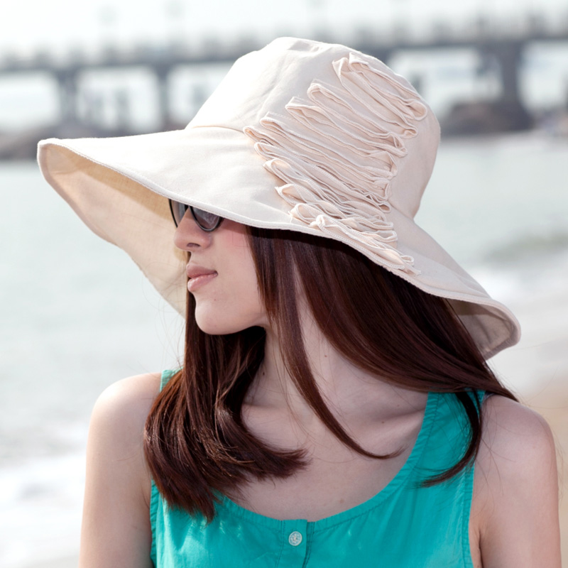 Big sun-shading 2013 summer cap 100% cotton elegant intellectuality comfortable breathable three-dimensional cascading