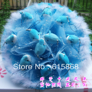 Birthday gift ideas for the cartoon bouquet Blue Dolphin doll married Christmas gift fake bouquet ZA751