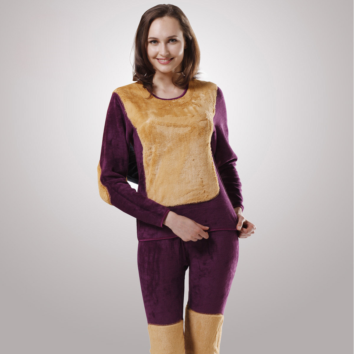 BJR 2011 wool bamboo golden flower women's thickening thermal underwear women's