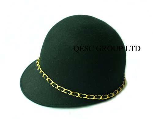Black 100% WOOL FELT HAT/winter hat with gold metal chain in special shape,races/daily life/church.