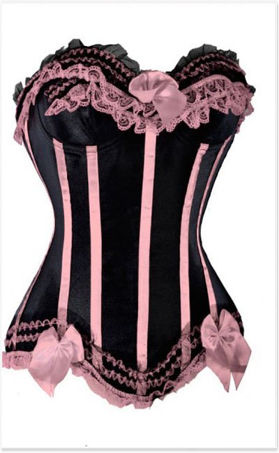 Black and pink fashion overbust corset Free shipping - qm8068