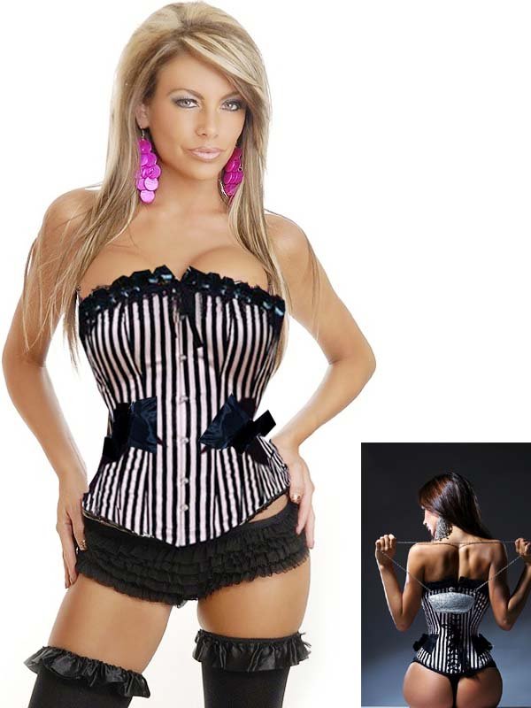 Black and white alternate fashion corset + free shipping - AB972