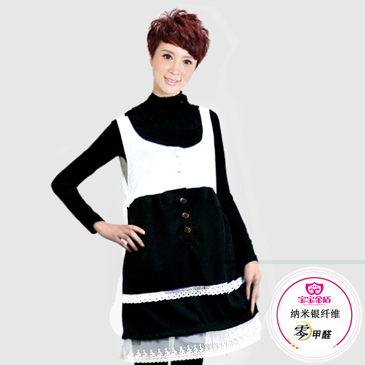 black-and-white lace silver fiber radiation-resistant maternity clothing