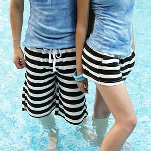 Black and white stripe lovers beach pants beach pants summer shorts k001