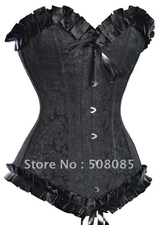 Black Butterfly Bow Lace Steel Corest Palace Bust 5117