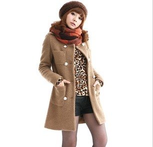 BLACK,COFFEE 2013 autumn and winter fashion double breasted coat women outerwear overcoat plus size clothing TJI98076