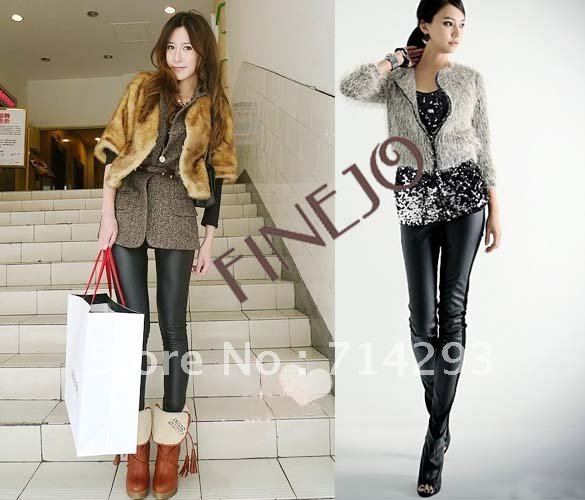 Black color  Leather Legging Ladies' Leggings Shiny Pants Tights/Pants 1967  free shipping