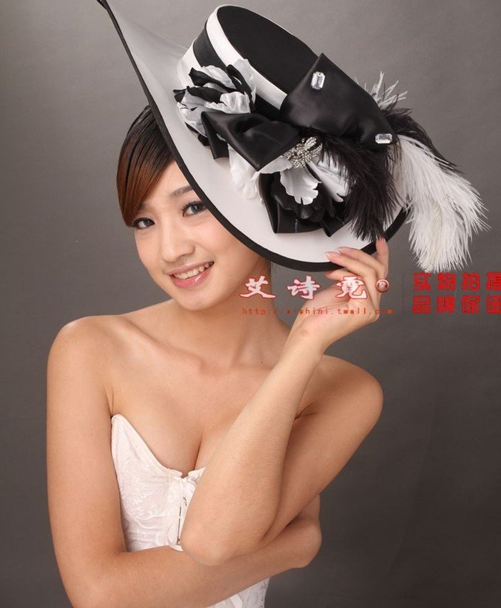 Black diamond bow topper bride wedding accessories bridal headdress LM003